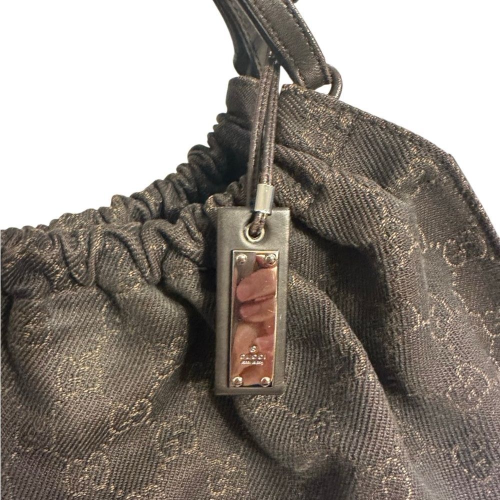 Gucci Black Hobo Bag with Signature Pattern - Picture 6 of 16